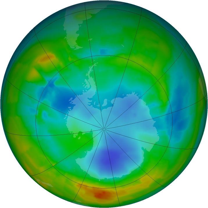 Antarctic ozone map for 08 August 2012